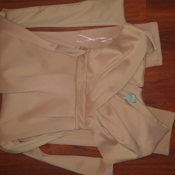 ASOS blush fallen shoulder bowtie scuba jumpsuit sz 6 - Picture 5 of 6